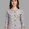 Women Floral Print Cotton Blend Straight Kurta  (Grey)
