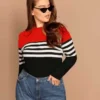 Women Striped Round Neck Pure Cotton Red T-Shirt