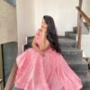baby pink knee length maxi