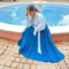 azure silk skirt set