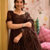 poornima brown chanderi suit set