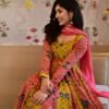 Aleena peach bandhej maxi set