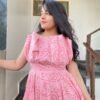 baby pink knee length maxi