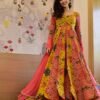 Aleena peach bandhej maxi set