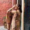 daisy brown chanderi suit set