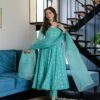 turqoiuse blue embroidered suit set
