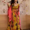 Aleena peach bandhej maxi set