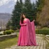 peachy pink silk maxi set
