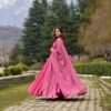 peachy pink silk maxi set