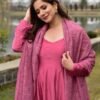 peachy pink silk maxi set