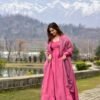 peachy pink silk maxi set