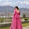 peachy pink silk maxi set
