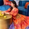 multicolor pearl chanderi maxi