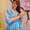 blue aura chanderi maxi set
