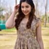 casper brown chanderi dress