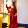 maroon mazarine chanderi maxi set