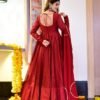 maroon mazarine chanderi maxi set