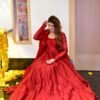 maroon mazarine chanderi maxi set