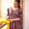 blue burst floral suit set