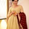 glory beige chanderi suit set