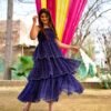 Blue georgette layered dress