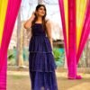 Blue georgette layered dress