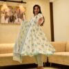 white & blue flora cotton suit set