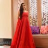 pahel red chanderi dress