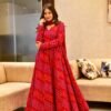 red shimmer maxi set