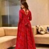 red shimmer maxi set