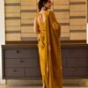mustard chikankari kurta set