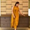 mustard chikankari kurta set