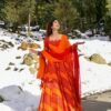 orange shimmer maxi set