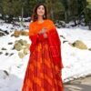 orange shimmer maxi set