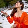 orange shimmer maxi set
