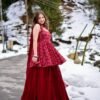 tanaz maroon georgette embroidered  kurta sharara set