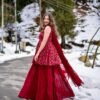 tanaz maroon georgette embroidered  kurta sharara set