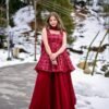 tanaz maroon georgette embroidered  kurta sharara set