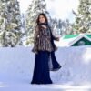 blue gottapatti georgette kurta sharara set