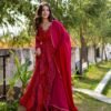 poetic pink and red maxi set