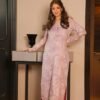 light peach straight kurta set
