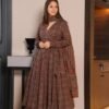 Brown ajrakh print cotton suit set