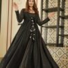 black embroidered shrug set