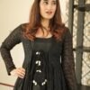 black embroidered shrug set