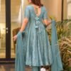 turquoise embroidered suit set