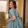 turquoise embroidered suit set
