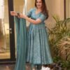 turquoise embroidered suit set