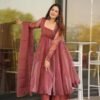 salmon organza suit set