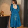 aqua blue silk suit set