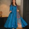 aqua blue silk suit set